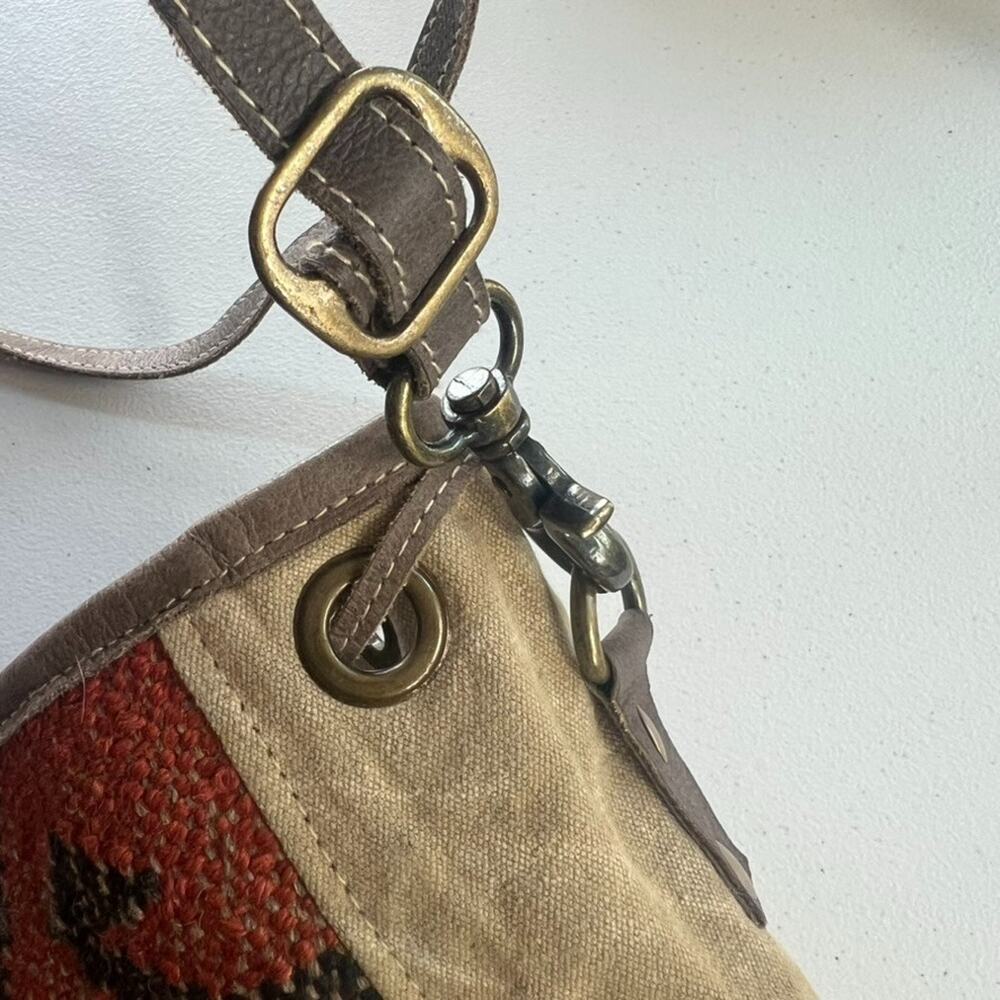 OHLAY Bucket Bag Milano Espec Drawstring Hair-On Genuine Leather Aztec Rug Woven - Picture 11 of 15